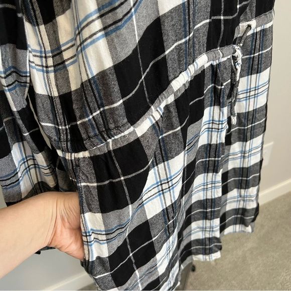 Gap Half Button Black and White Plaid Shirt Dress - Picture 6 of 12